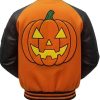 Buy Unisex Halloween Pumpkin Crew Black and Orange Varsity Jacket