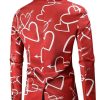 Valentine's Day Hearts Printed Red Coat