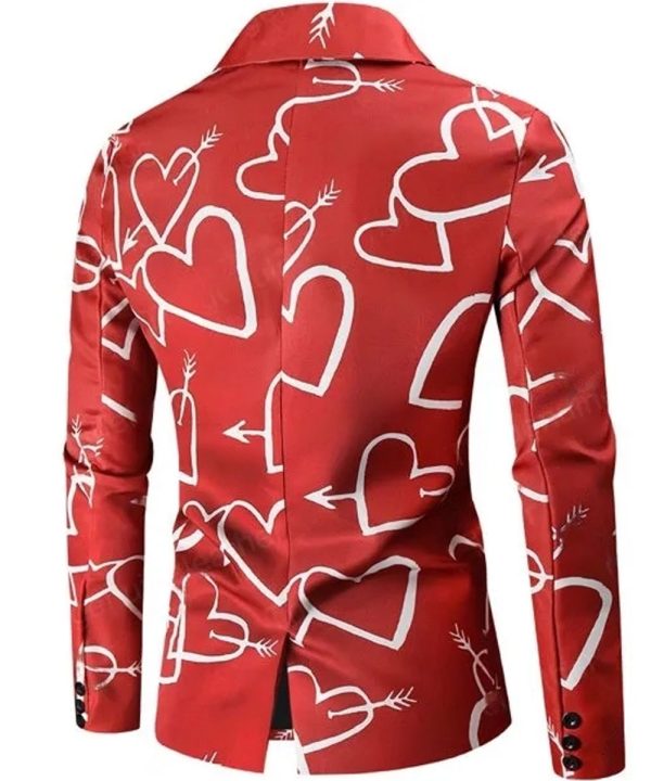 Valentine's Day Hearts Printed Red Coat