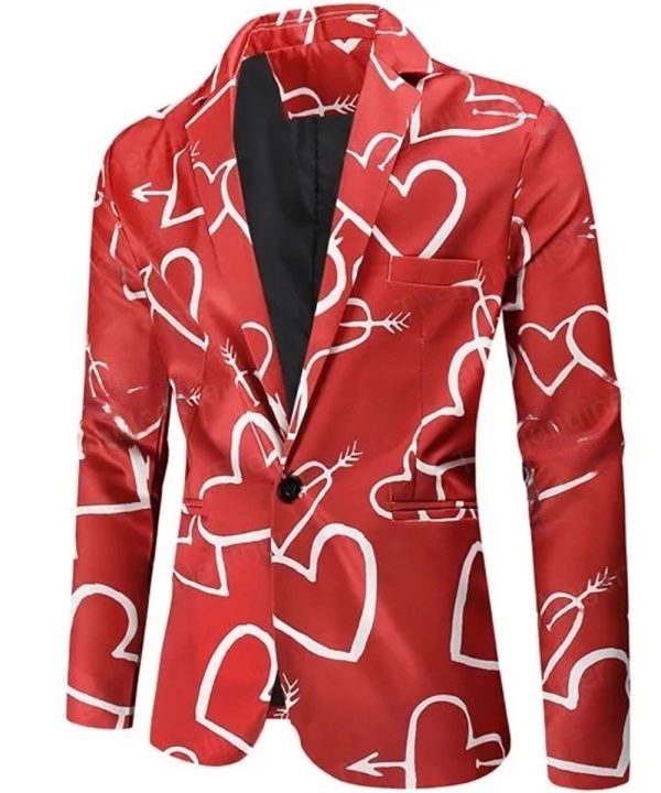 Hearts Printed Red Coat