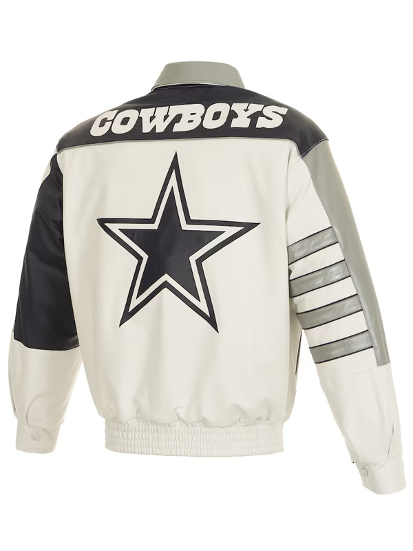 Men White Dallas Cowboys Leather Jacket