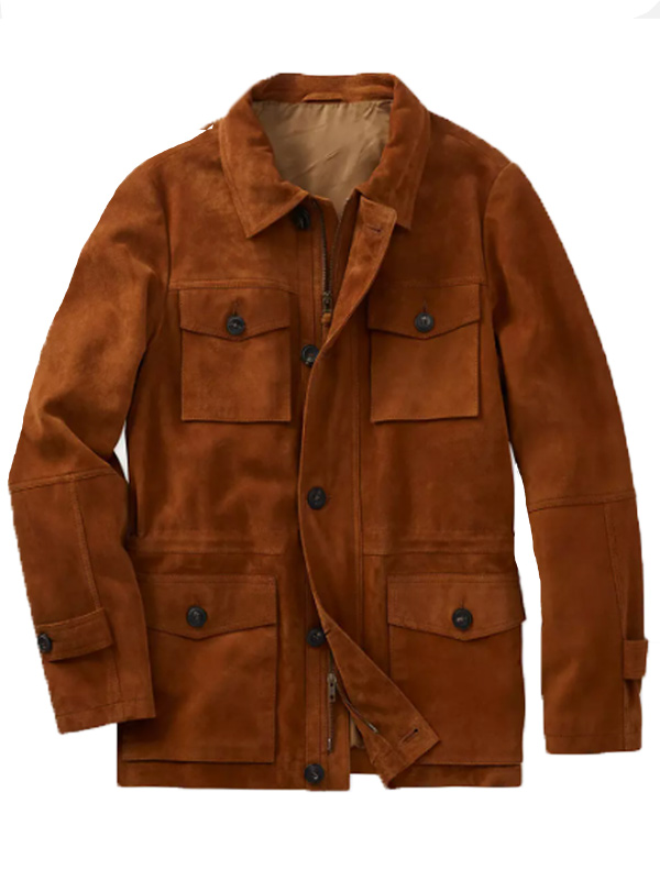 Vintage Style Men Brown Suede Leather Jacket