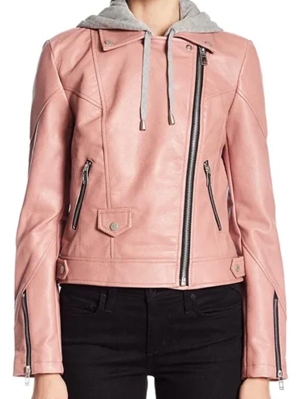 Women Pink Genuine Leather Jacket