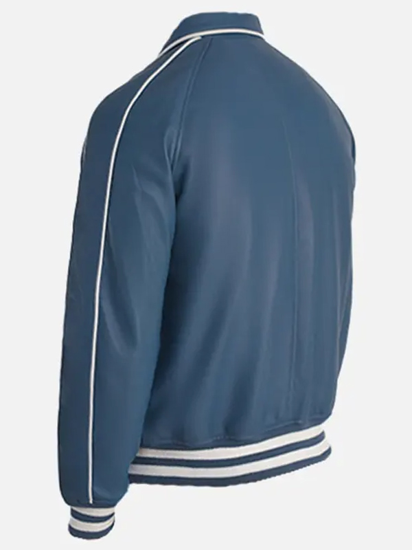 Mens Vintage Style Blue Leather Jacket