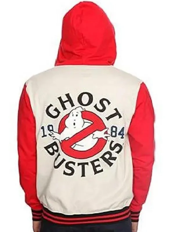 Shop White and Red Ghostbusters Varsity Jacket