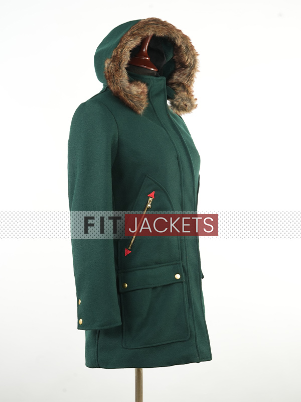 Womens Green Wool Parka Jacket