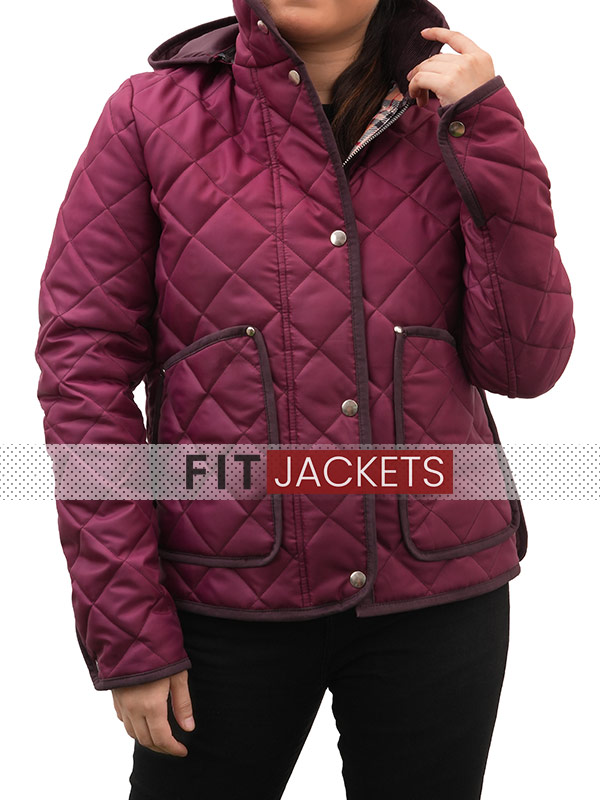 Womens Hooded Style Purple Quilted Jacket
