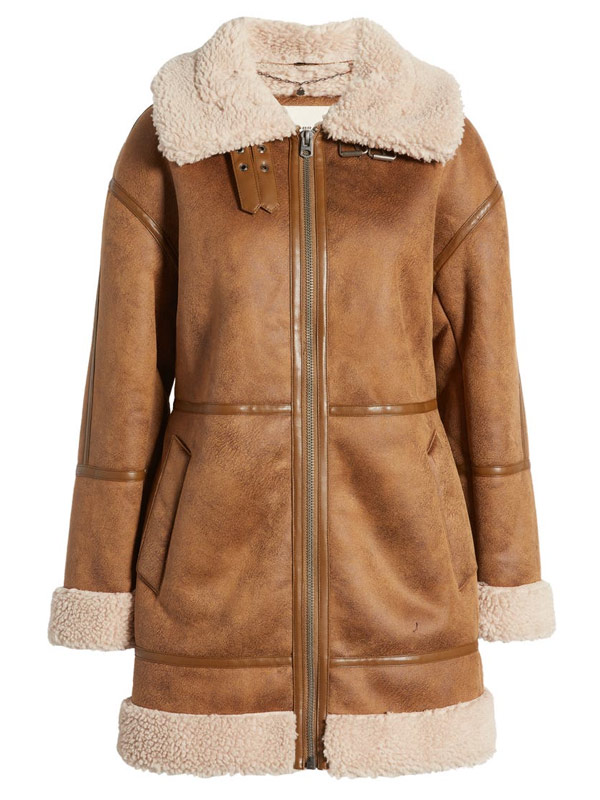 Womens RAF Brown Shearling Leather Jacket