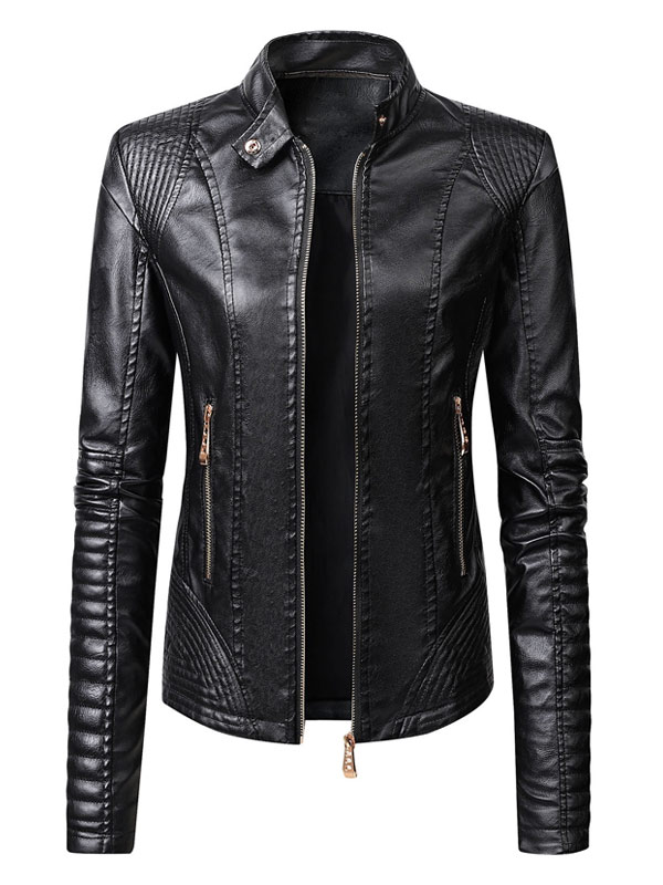 Quilted Stylish Black Leather Jacket Womens