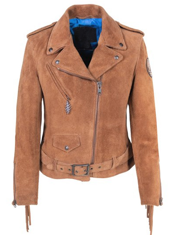 Women's Brown Suede Leather Fringe Motorcycle Jacket