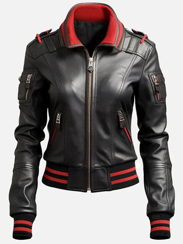 Black and Red Motorcycle Leather Jacket