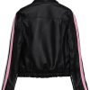 Women Vintage Black Leather Bow Jacket
