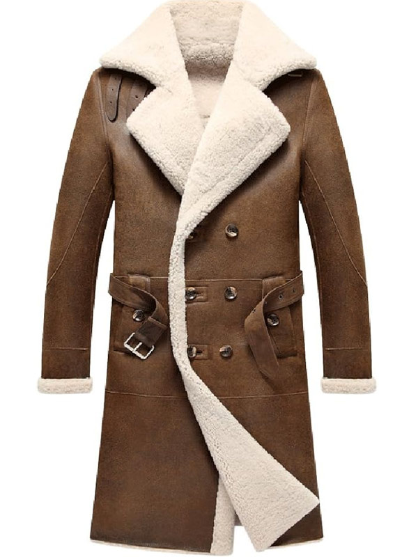 Brown Leather Shearling Coat