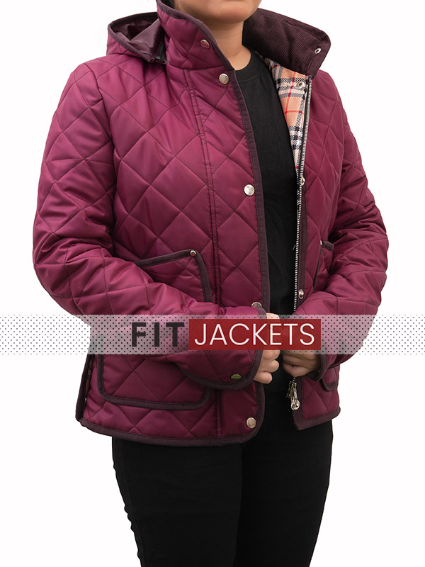 Purple Quilted Hooded Jacket
