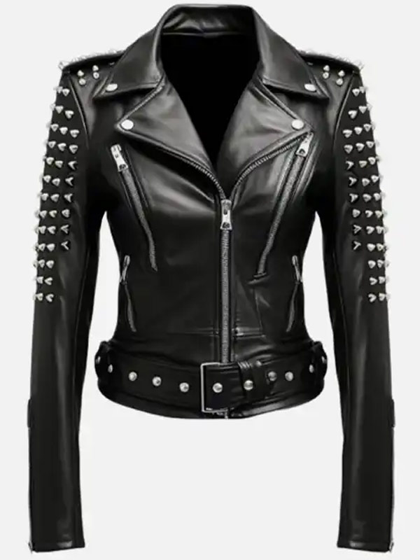 Biker Black Motorcycle Leather Jacket Women