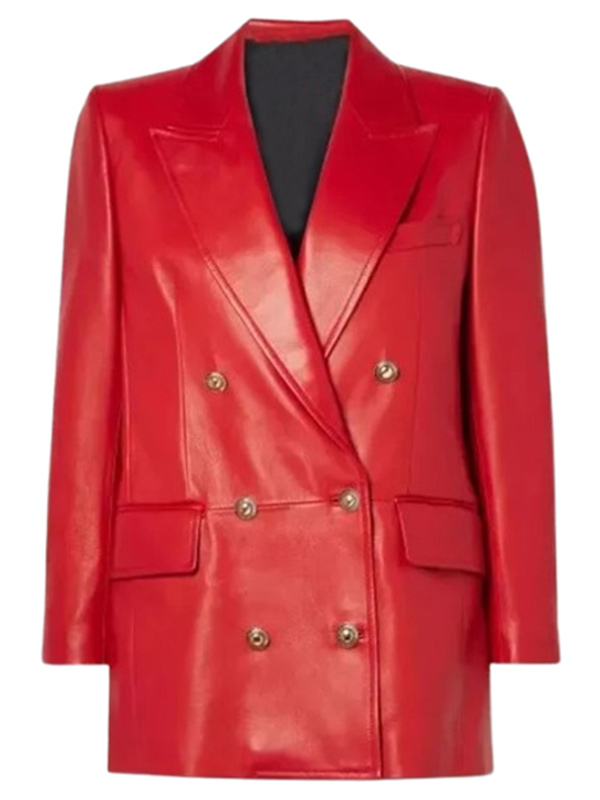 Red Double Breasted Blazer Coat