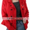 Christmas Red Peacoat Women's