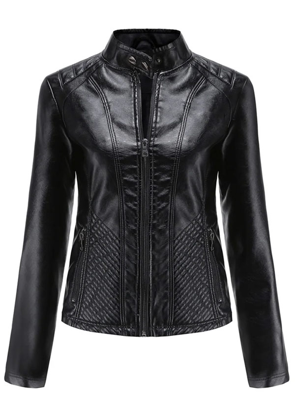Slim Fit Leather Jacket Womens