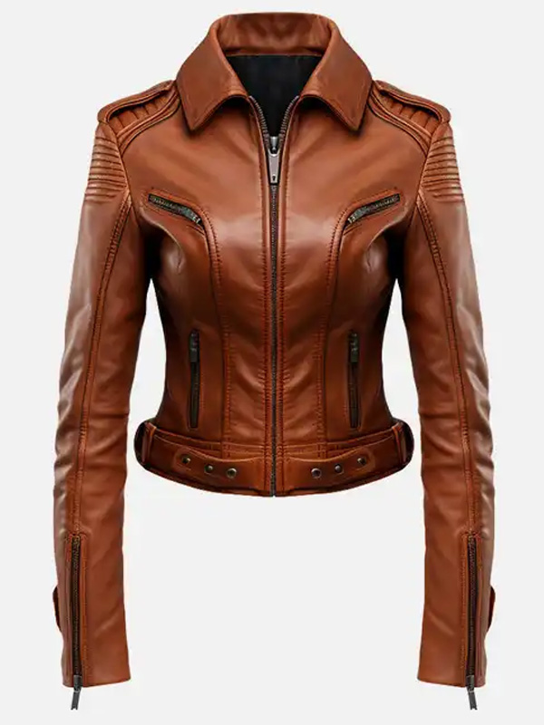 Womens Brown Leather Riding Jacket