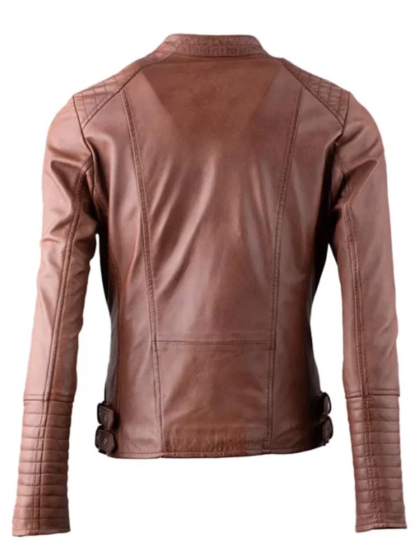 Womens Vintage Brown Leather Biker Jacket