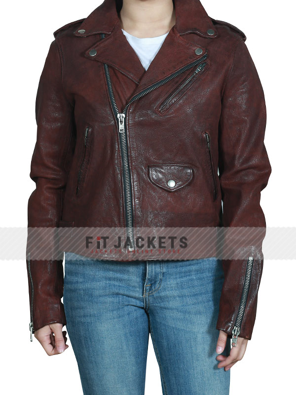 Womens Brown Motorcycle Real Leather Jacket