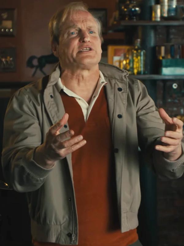 Ella McCay Woody Harrelson Green Bomber Jacket