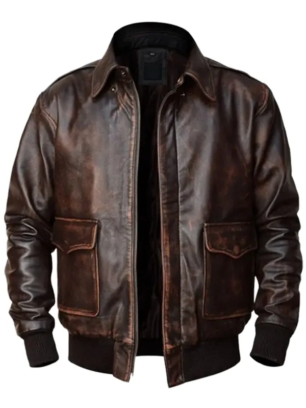 A2 Distressed Brown Flight Leather Jacket