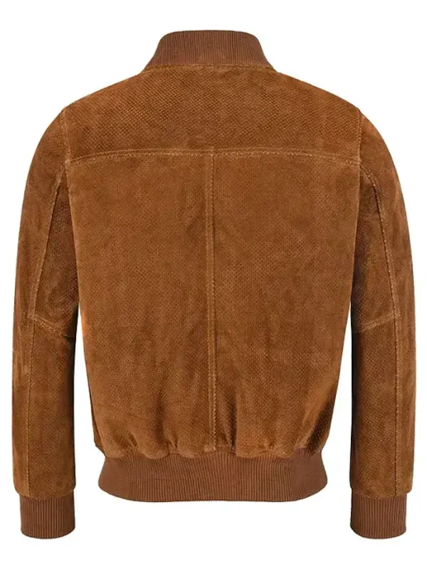 Brown Suede Bomber Jacket