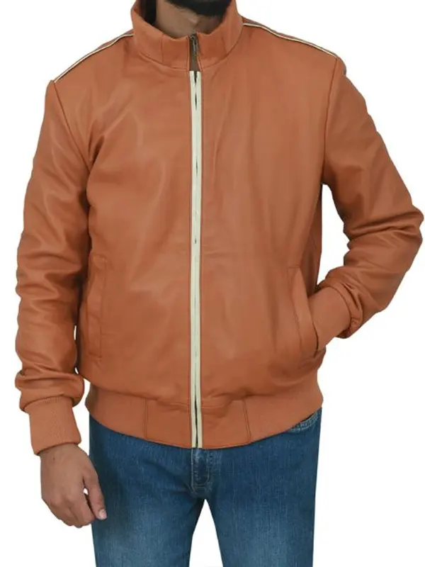 Classic Lightweight Tan Leather Jacket Mens