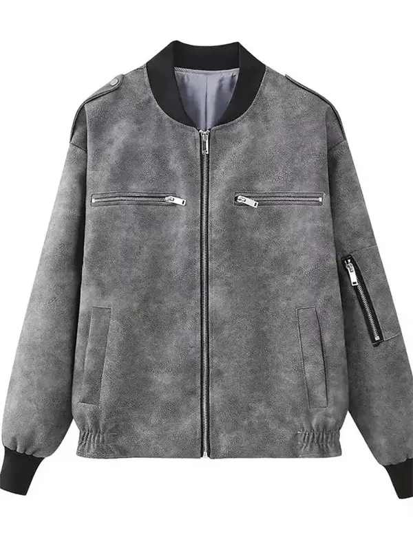 grey bomber jacket