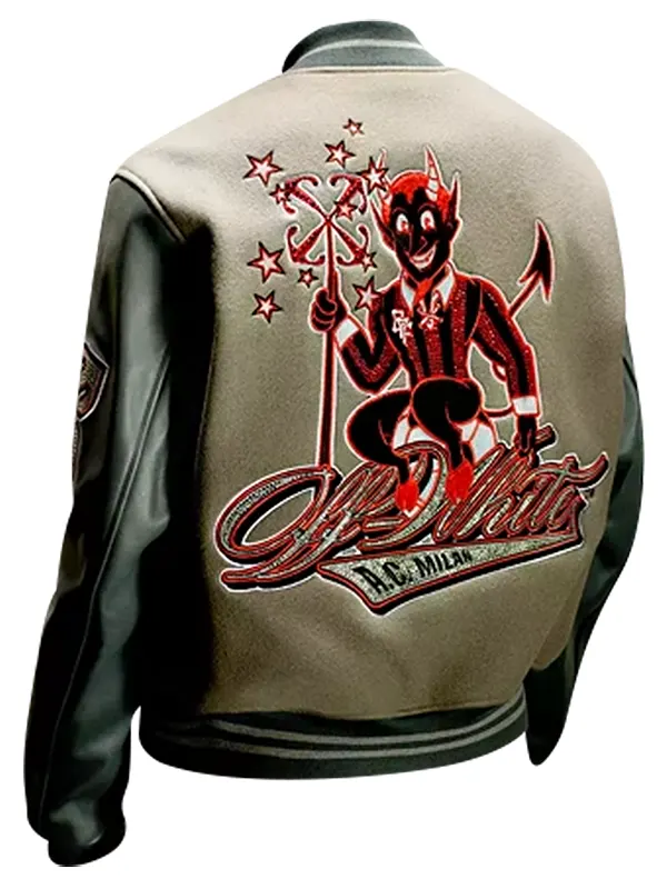 Men Grey Ac Milan Letterman Jacket