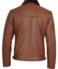 Mens Aviator Style Brown Shearling Leather Jacket