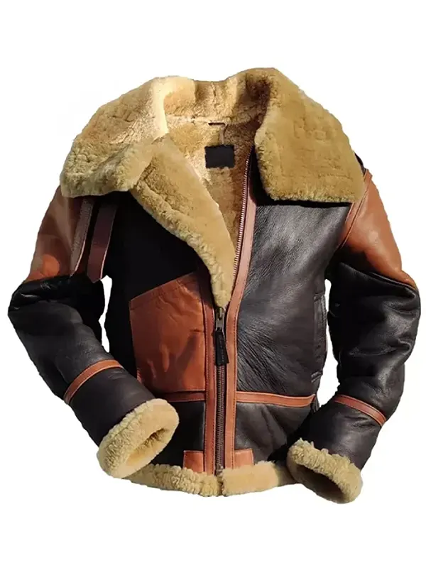 RAF Black and Brown Shearling Bomber Jacket